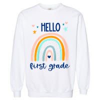 Hello First Grade Retro Rainbow Garment-Dyed Sweatshirt