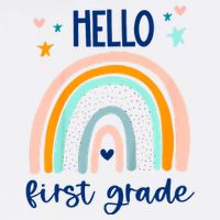 Hello First Grade Retro Rainbow Garment-Dyed Sweatshirt