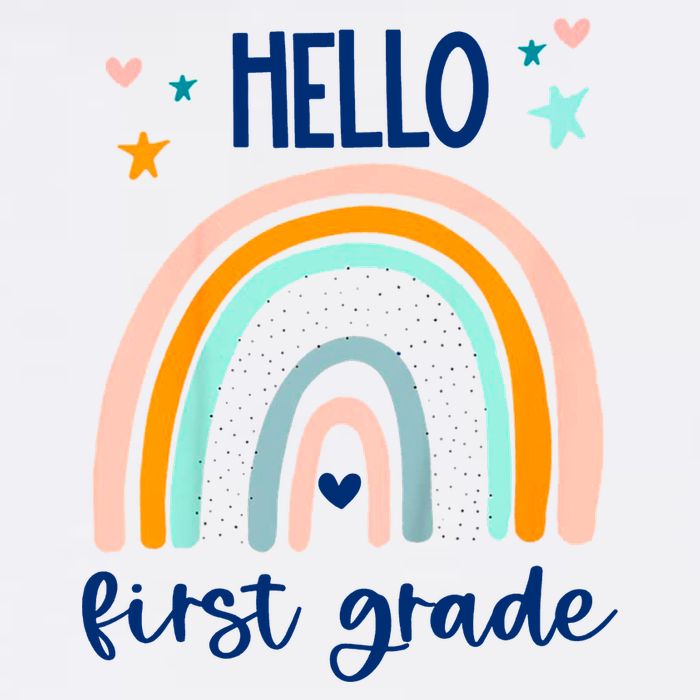 Hello First Grade Retro Rainbow Garment-Dyed Sweatshirt