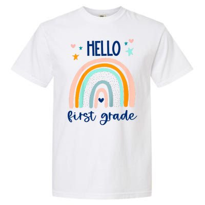 Hello First Grade Retro Rainbow Garment-Dyed Heavyweight T-Shirt