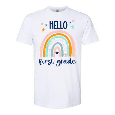 Hello First Grade Retro Rainbow Softstyle CVC T-Shirt