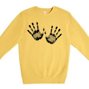 Hello Good Bye Paint Hand Prints Premium Crewneck Sweatshirt