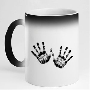 Hello Good Bye Paint Hand Prints 11oz Black Color Changing Mug