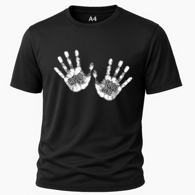 Hello Good Bye Paint Hand Prints Performance Shirt