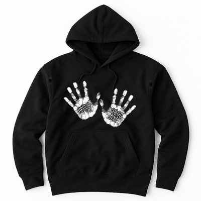 Hello Good Bye Paint Hand Prints Hoodie