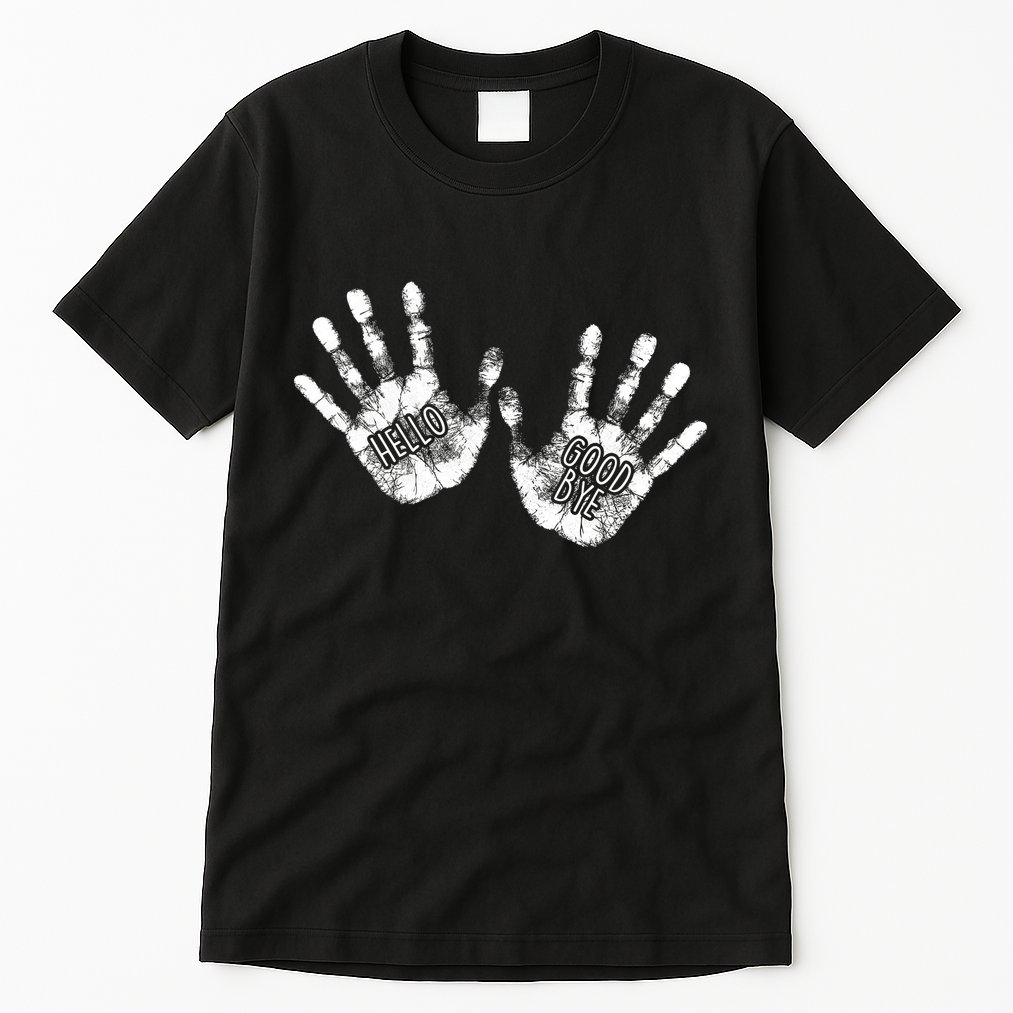 Hello Good Bye Paint Hand Prints Tall T-Shirt