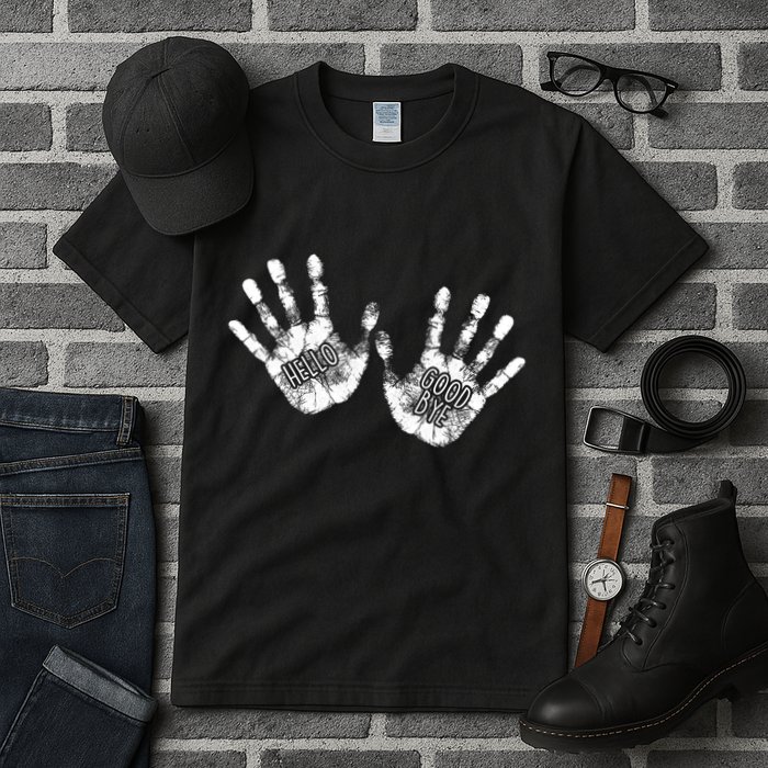 Hello Good Bye Paint Hand Prints Tall T-Shirt
