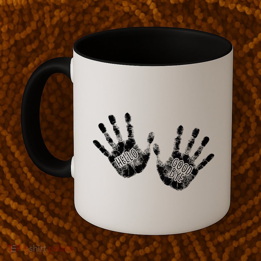 Hello Good Bye Paint Hand Prints Mug