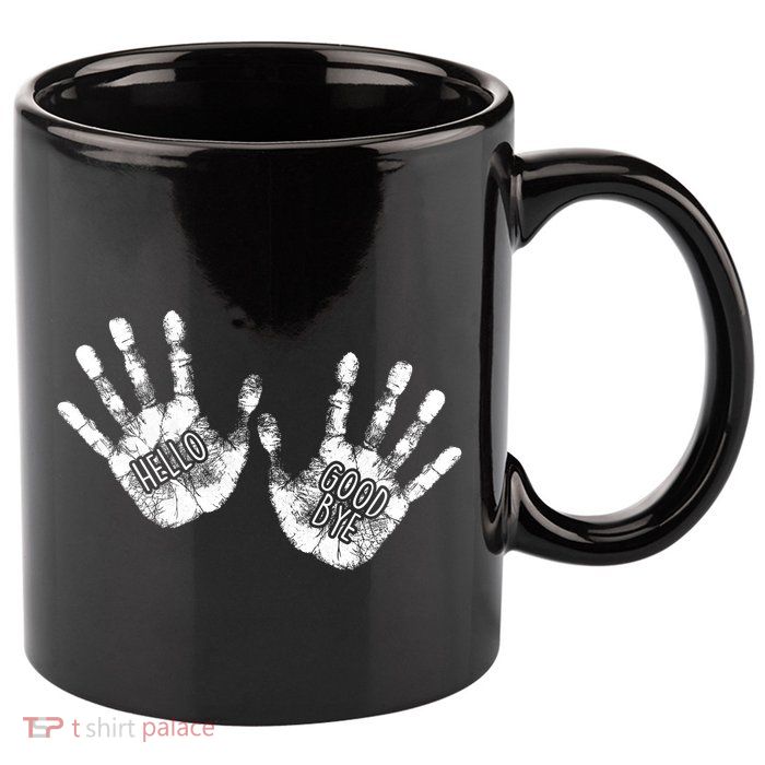 Hello Good Bye Paint Hand Prints 11oz C Handle Ceramic Mug