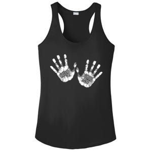 Hello Good Bye Paint Hand Prints Ladies PosiCharge Competitor Racerback Tank