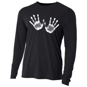 Hello Good Bye Paint Hand Prints Cooling Performance Long Sleeve Crew