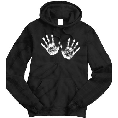 Hello Good Bye Paint Hand Prints Tie Dye Hoodie