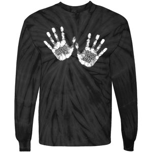 Hello Good Bye Paint Hand Prints Tie-Dye Long Sleeve Shirt