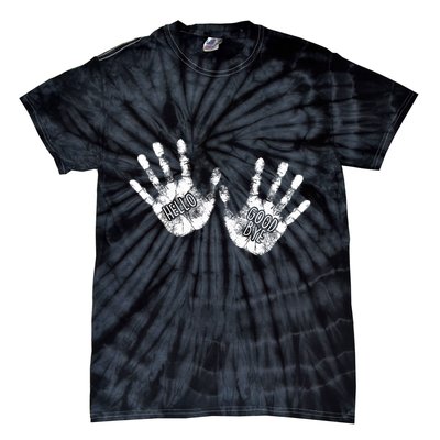 Hello Good Bye Paint Hand Prints Tie-Dye T-Shirt