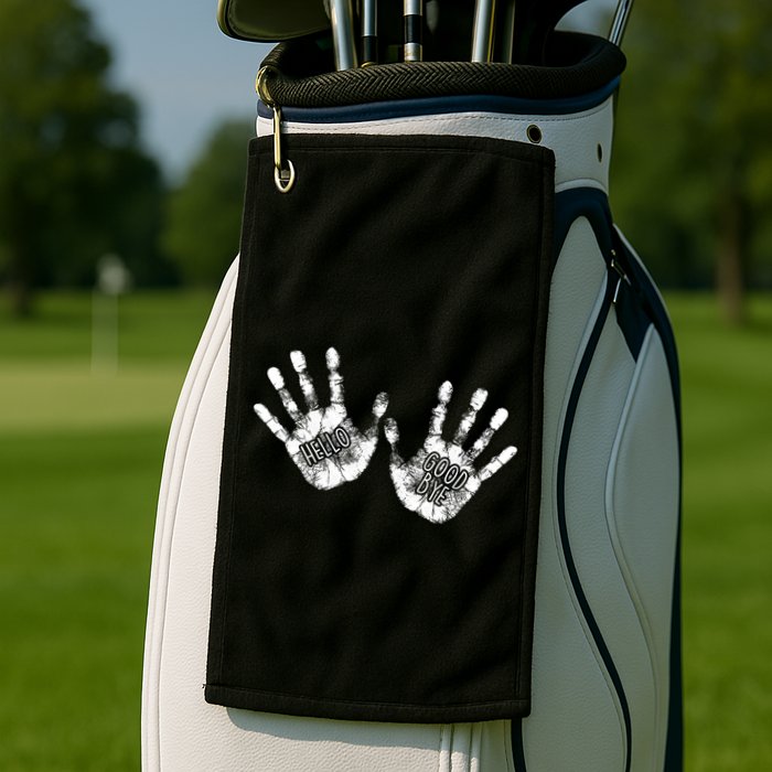 Hello Good Bye Paint Hand Prints Golf Towel