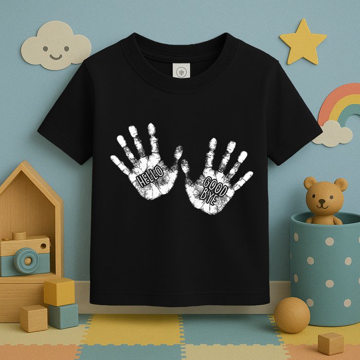 Hello Good Bye Paint Hand Prints Toddler T-Shirt