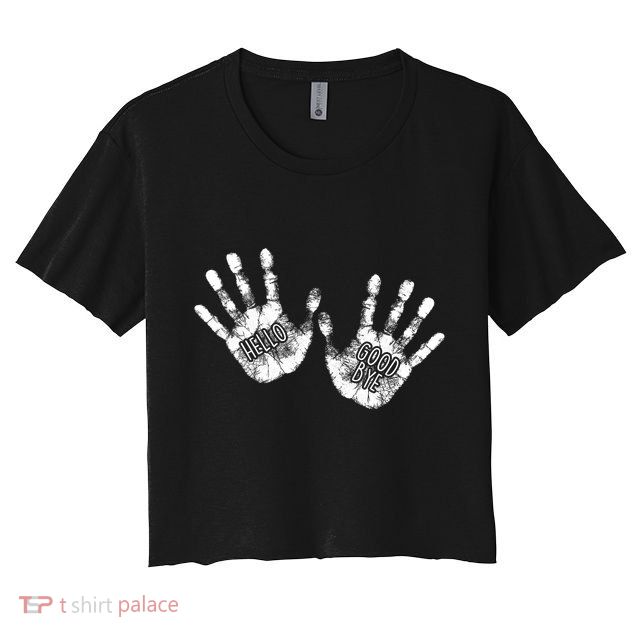 Hello Good Bye Paint Hand Prints Crop Top