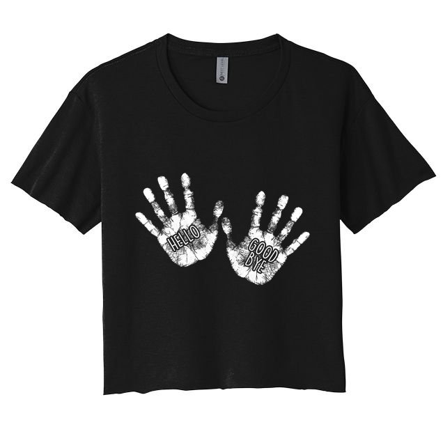 Hello Good Bye Paint Hand Prints Crop Top