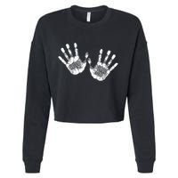 Hello Good Bye Paint Hand Prints Cropped Pullover Crew