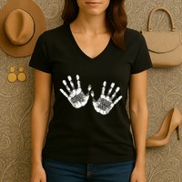 Hello Good Bye Paint Hand Prints Women's V-Neck T-Shirt