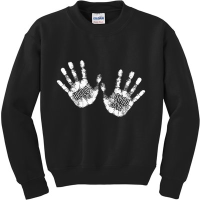 Hello Good Bye Paint Hand Prints Kids Sweatshirt