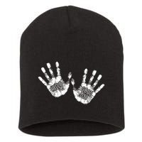 Hello Good Bye Paint Hand Prints Short Acrylic Beanie