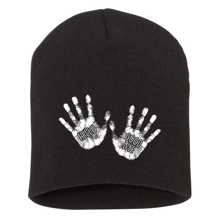 Hello Good Bye Paint Hand Prints Short Acrylic Beanie
