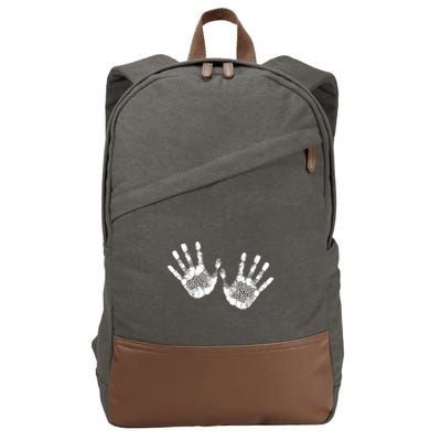 Hello Good Bye Paint Hand Prints Cotton Canvas Backpack