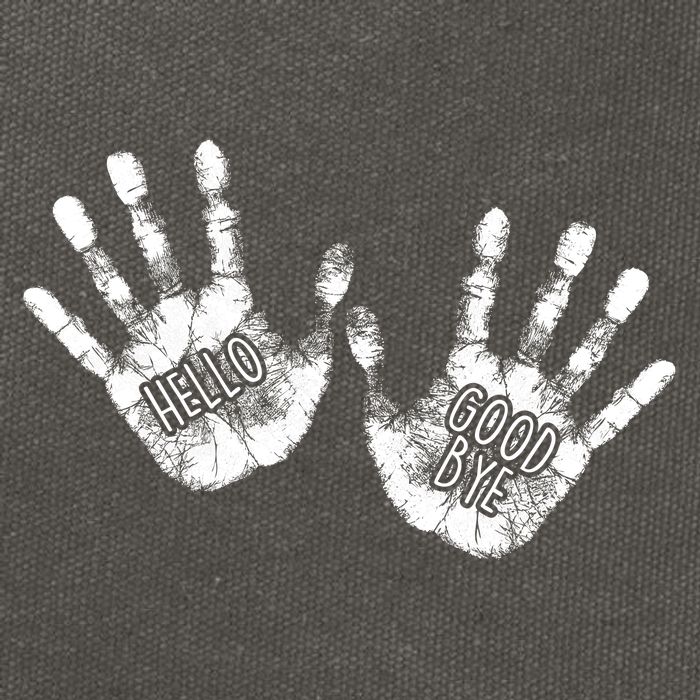 Hello Good Bye Paint Hand Prints Cotton Canvas Backpack