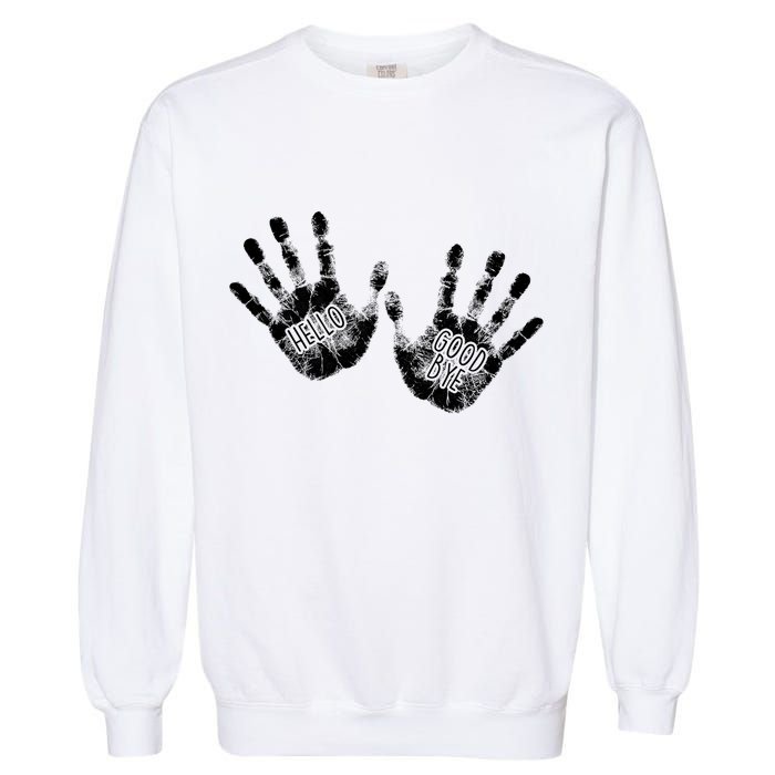 Hello Good Bye Paint Hand Prints Garment-Dyed Sweatshirt