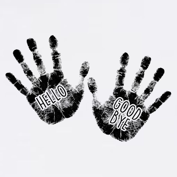 Hello Good Bye Paint Hand Prints Garment-Dyed Sweatshirt