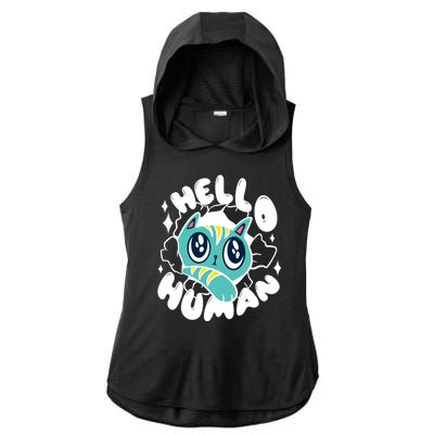 Hello Human Cat Ladies PosiCharge Tri-Blend Wicking Draft Hoodie Tank