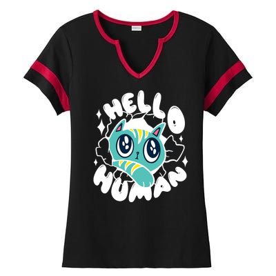 Hello Human Cat Ladies Halftime Notch Neck Tee