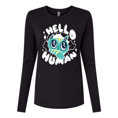 Hello Human Cat Womens Cotton Relaxed Long Sleeve T-Shirt