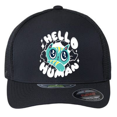 Hello Human Cat Flexfit Unipanel Trucker Cap
