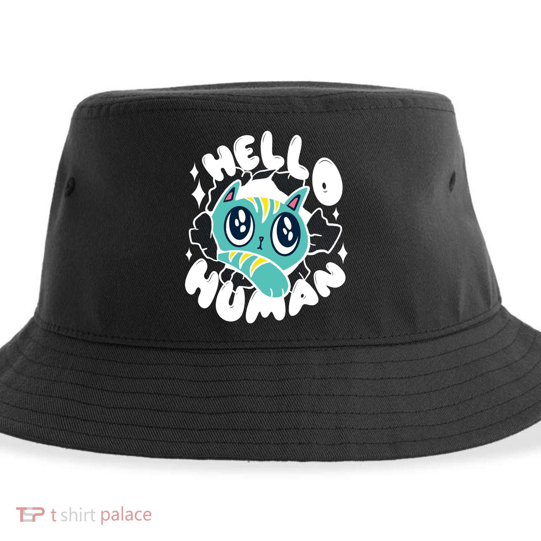 Hello Human Cat Sustainable Bucket Hat