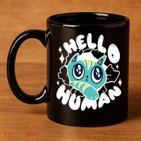 Hello Human Cat 11oz C Handle Ceramic Mug