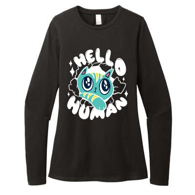 Hello Human Cat Womens CVC Long Sleeve Shirt