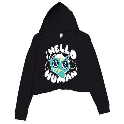 Hello Human Cat Crop Fleece Hoodie