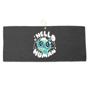 Hello Human Cat Large Microfiber Waffle Golf Towel