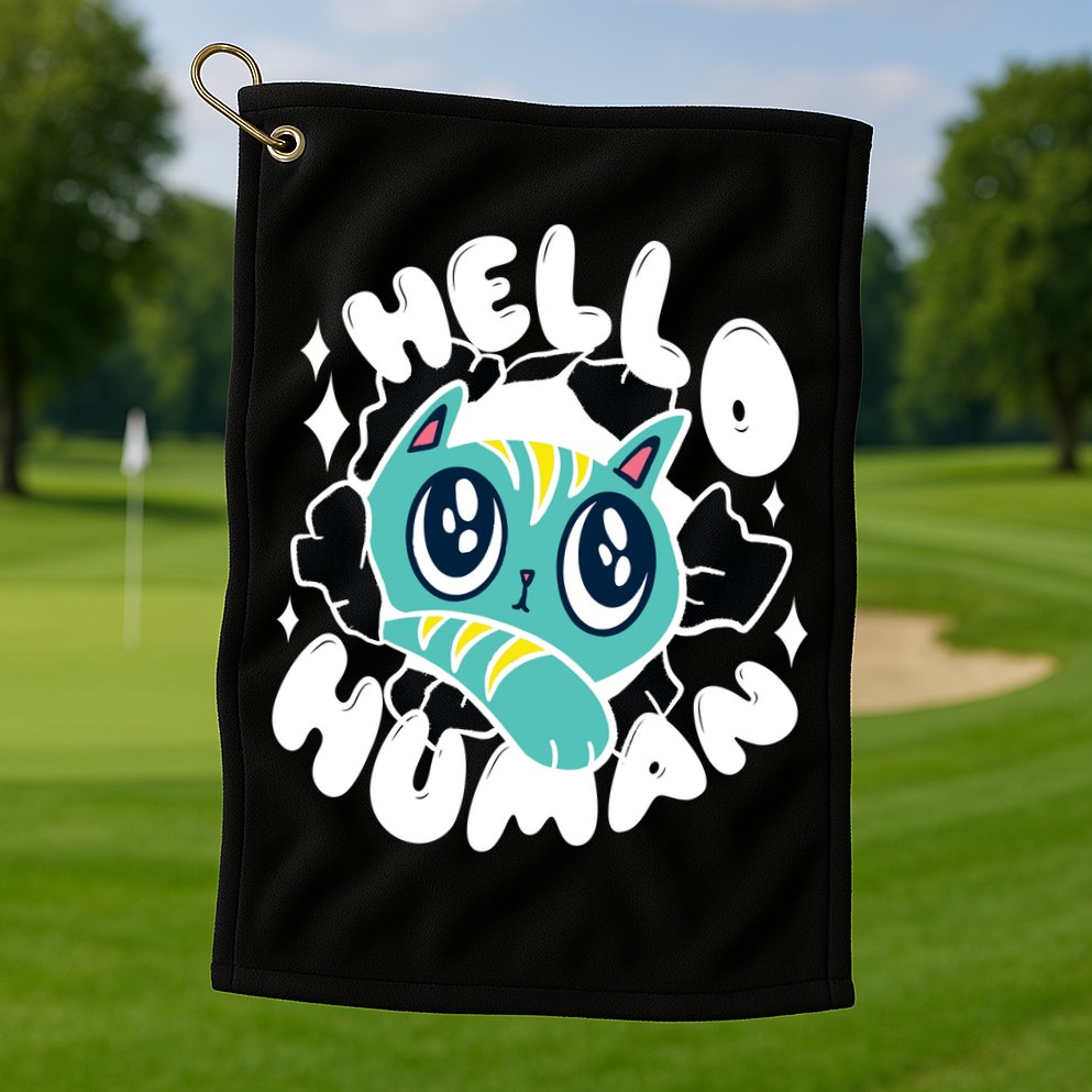 Hello Human Cat Golf Towel