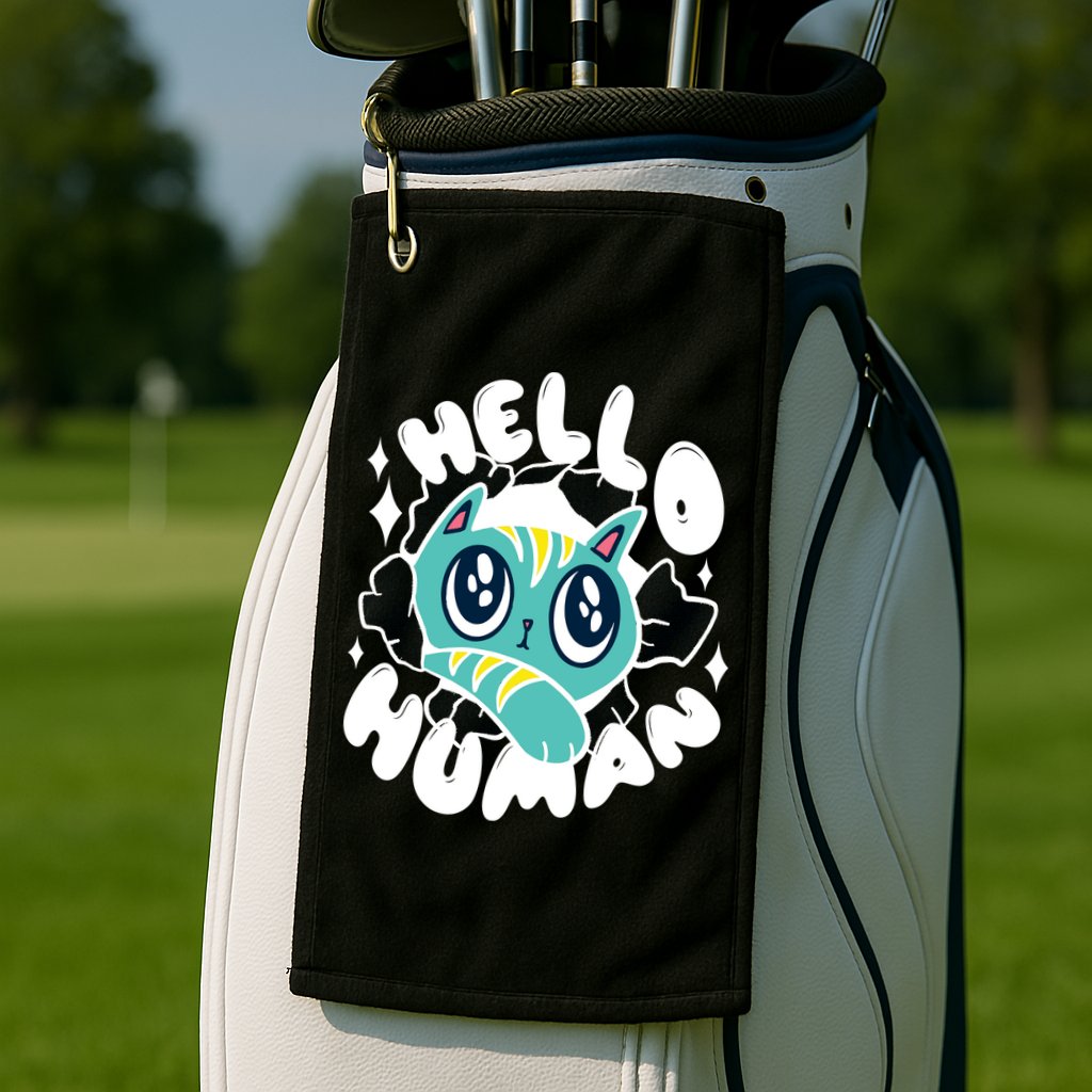 Hello Human Cat Golf Towel