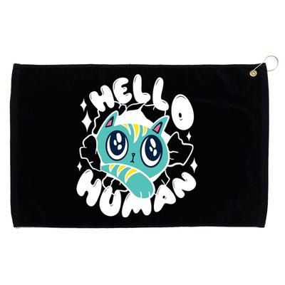 Hello Human Cat Grommeted Golf Towel