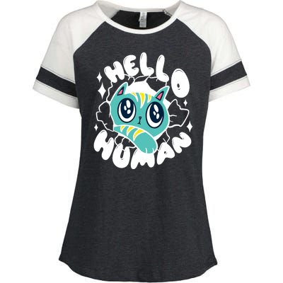 Hello Human Cat Enza Ladies Jersey Colorblock Tee