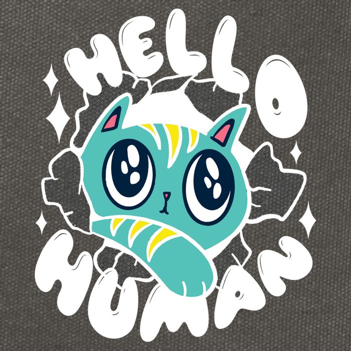 Hello Human Cat Cotton Canvas Backpack