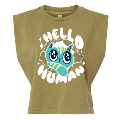 Hello Human Cat Garment-Dyed Women's Muscle Tee