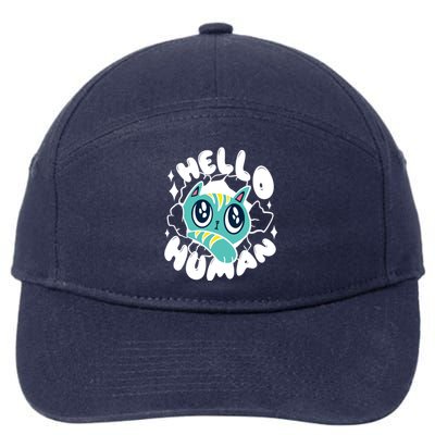 Hello Human Cat 7-Panel Snapback Hat