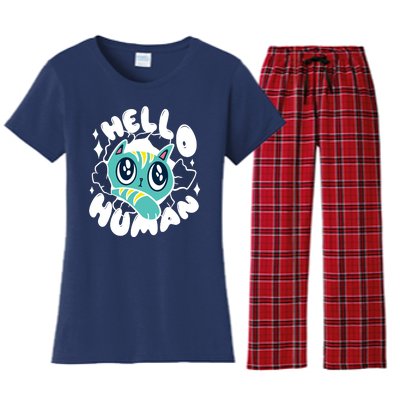 Hello Human Cat Women's Flannel Pajama Set