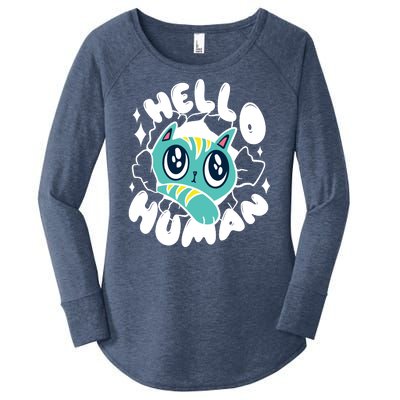 Hello Human Cat Women's Perfect Tri Tunic Long Sleeve Shirt