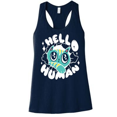 Hello Human Cat Women's Racerback Tank